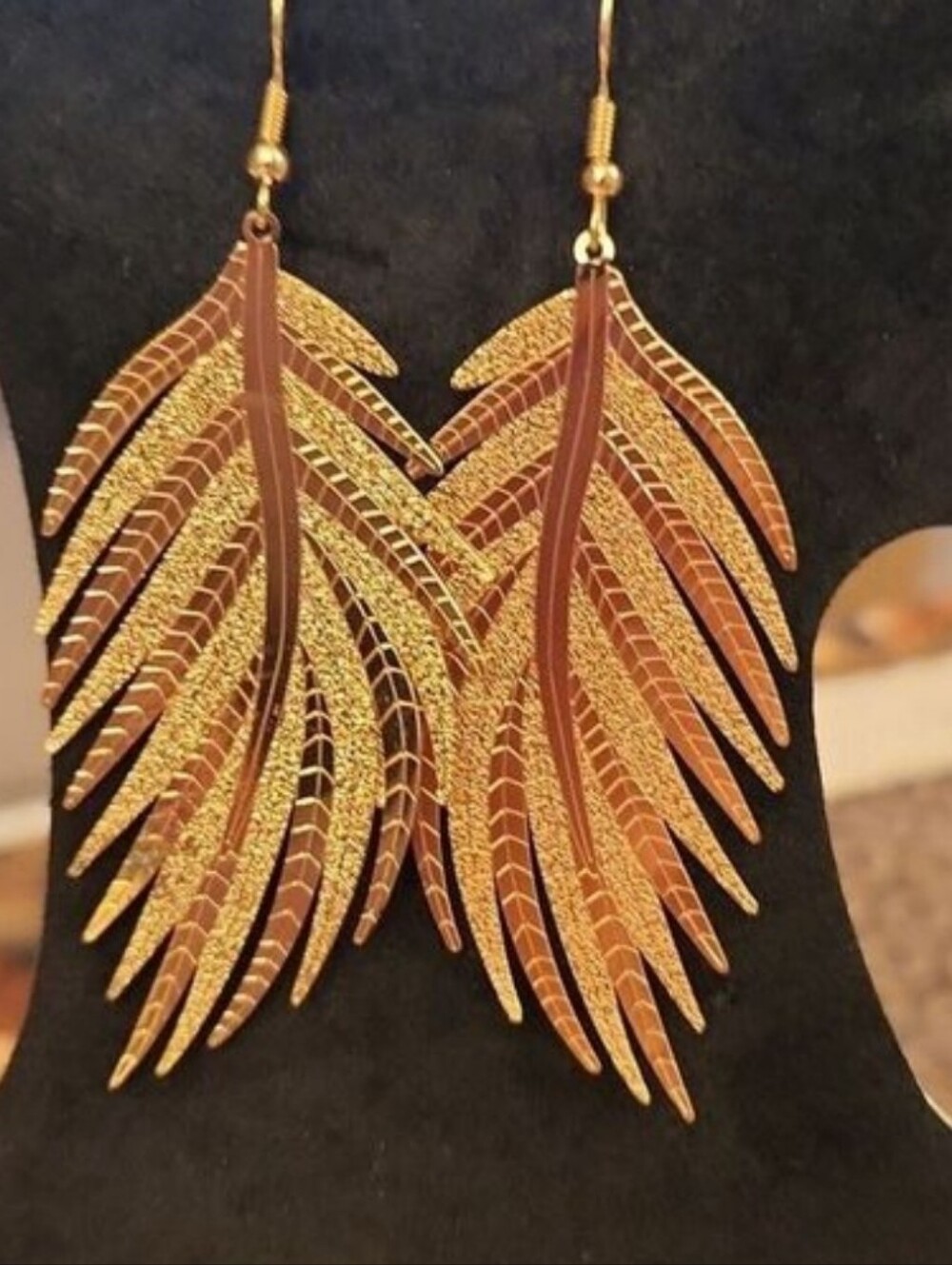 Shein Gold Leaf Earrings - Picture 2 of 8
